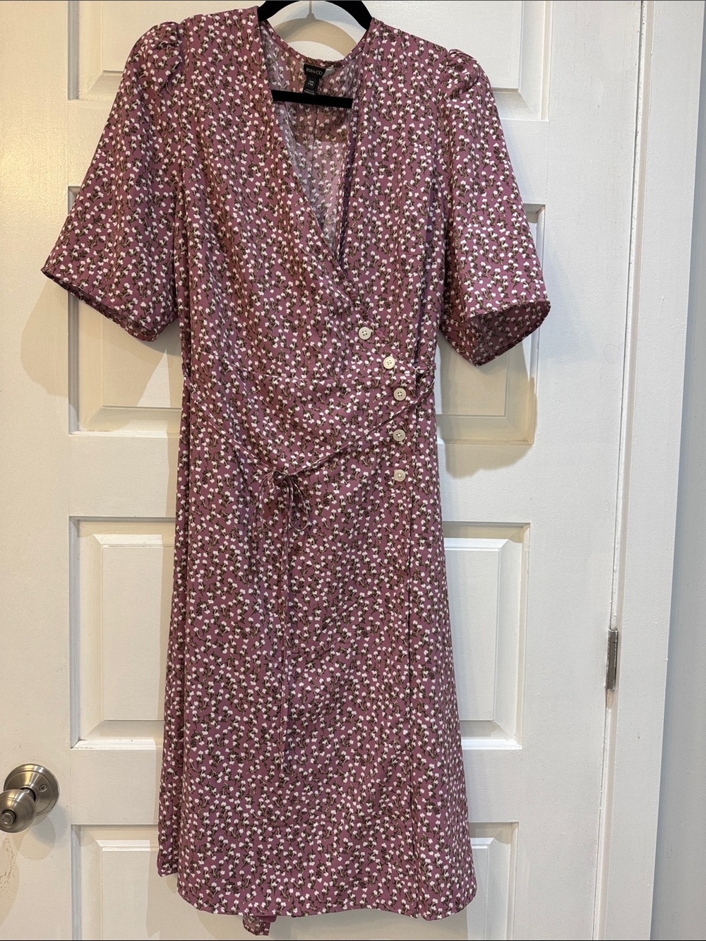 RW & Co. Dusty Rose Floral Wrap Dress
